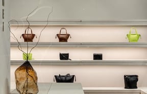 Yu Mei bags on shelves.