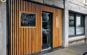 The wooden slated entrance to Cocoro in Auckland.