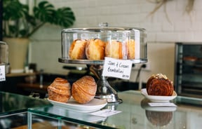 Donuts and pastries on the counter at Myrtle, Wellington.