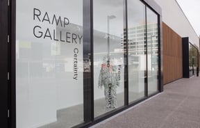 The outside display window at Ramp Gallery, Hamilton.