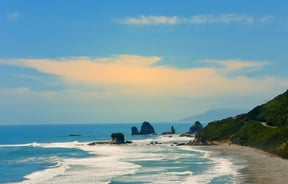 A view of Punakaiki on a sunny day.