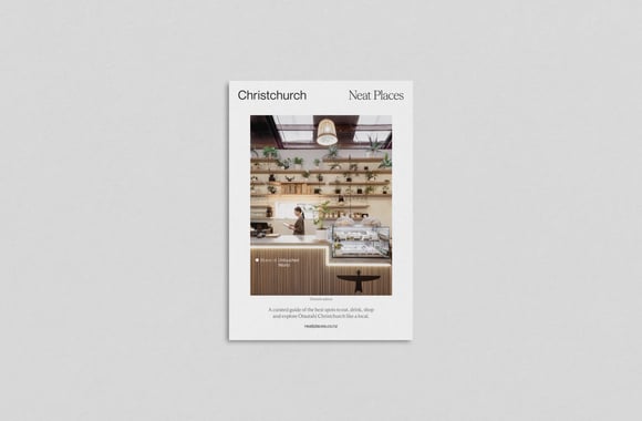 A photo of the front cover of the new Neat Places Christchurch pocket guide.
