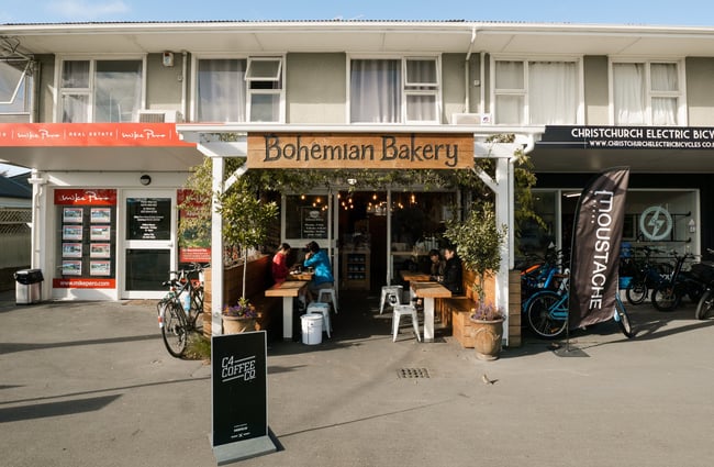 The sunny exterior of Bohemian Bakery cafe.