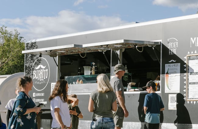 People queuing up to order at Burrito Craft food truck in Wānaka.