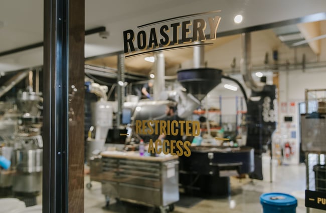 A close up of the coffee roastery sign.