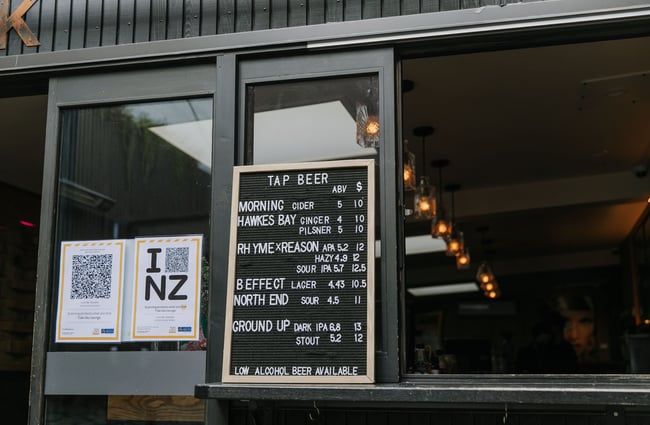 Tap beer menu at Cork, Wānaka.