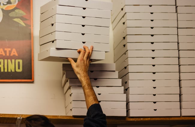 White pizza boxes.
