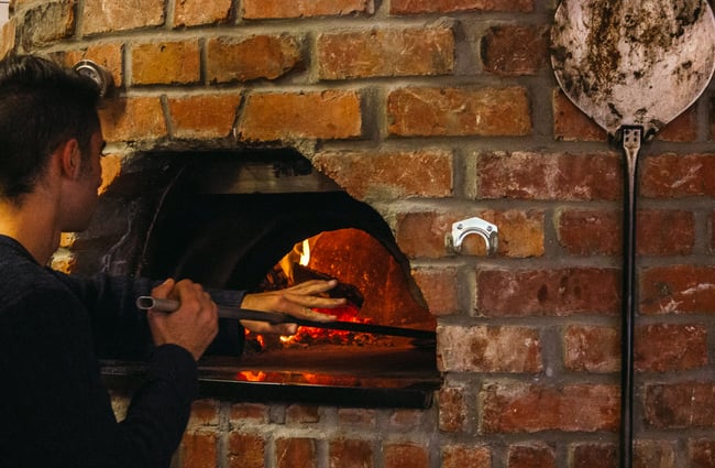 Wood fire pizza oven.