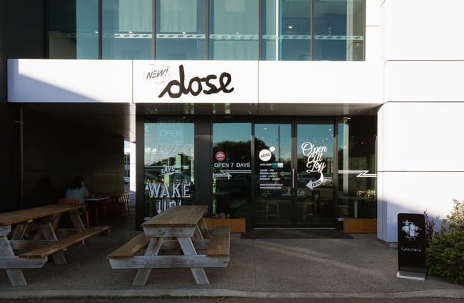 The entrance to Dose Diner cafe.