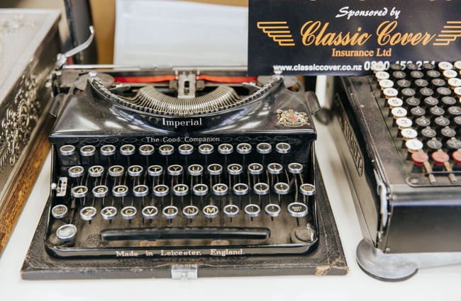 Close up of old typewriters.