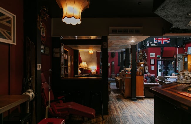 A dark corner of the bar at Hector Black's in Timaru.