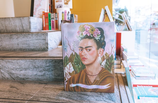 Frida Kahlo book on display at Lamplight Books, Auckland.