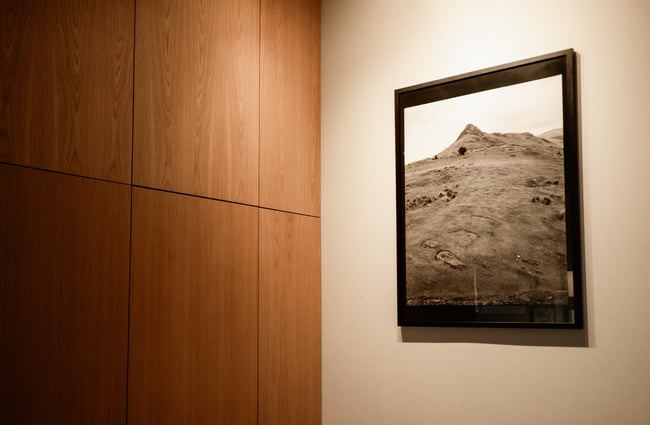 A photo of a desert in a frame.