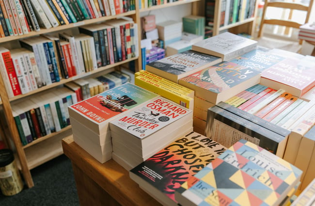 Books on a table at Petronella's Gallery and Bookstore, Tekapo.