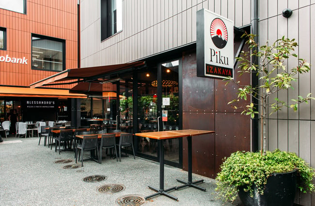 The outdoor seating area of Piku in Havelock North.