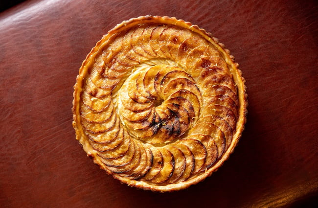 A photo of a pie taken from above.