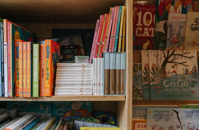 Children's book area at The Next Chapter, Wānaka.