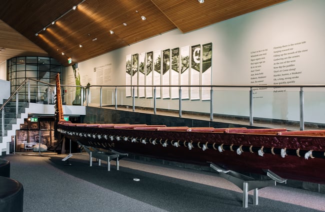Waka display at Waikato Museum, Hamilton.