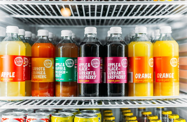 Juices in the fridge at Wild Pear Kitchen, New Plymouth.