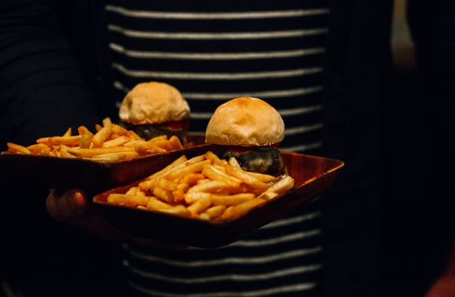 Two sliders with fries at Wonder Horse, Hamilton.