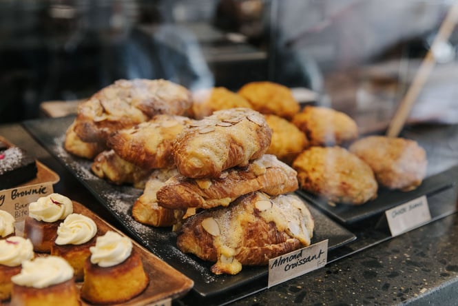 Almond croissants on display at Black Shag Boutique Cafe.