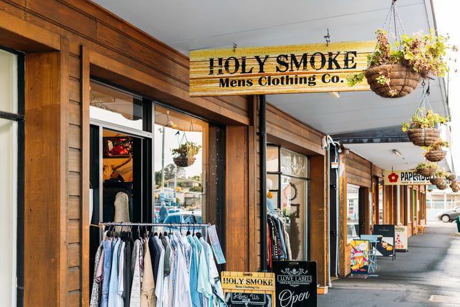 The entrance to the Holy Smoke store.