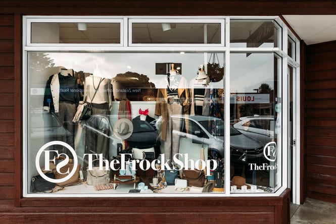 The window of The Frock Shop.