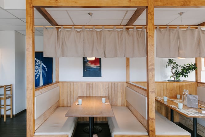 The calm interior of Tomi Japanese Restaurant.