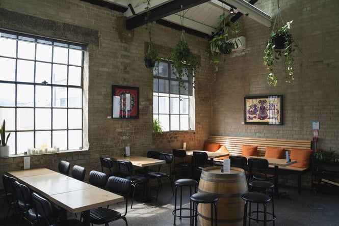 The moody interior of Noisy Brewing Co.