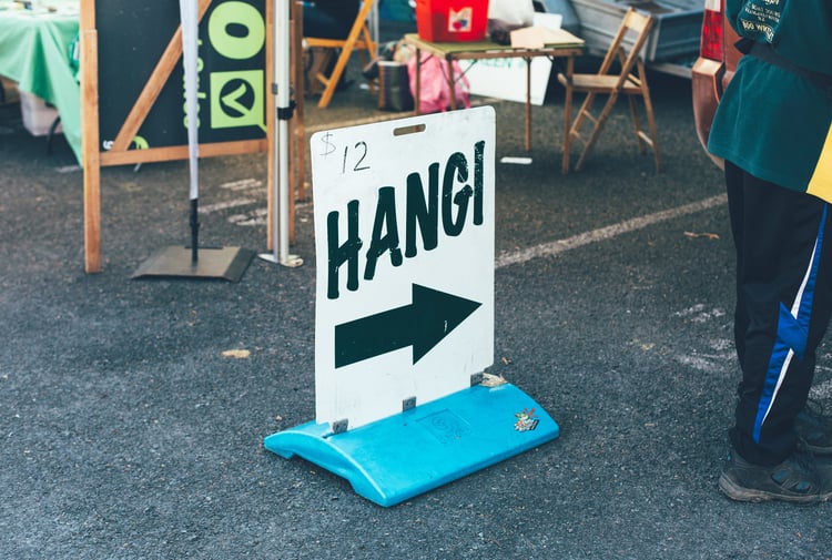 Sign for a hangi.