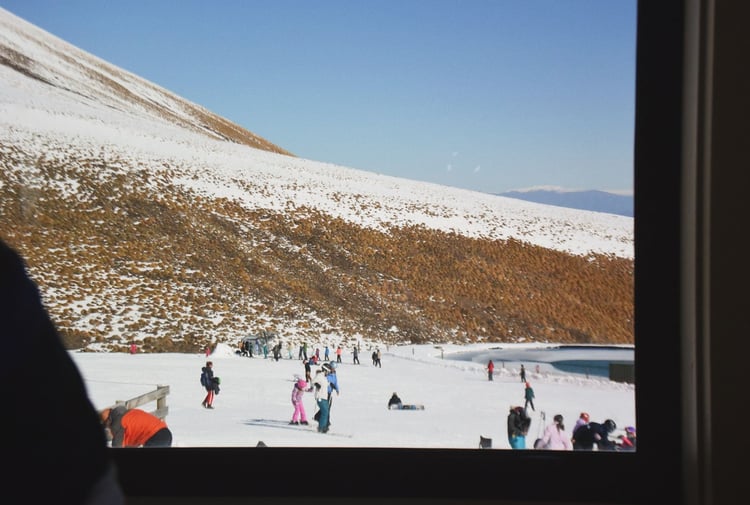 People skiing at one New Zealand's best ski fields Roundhill.