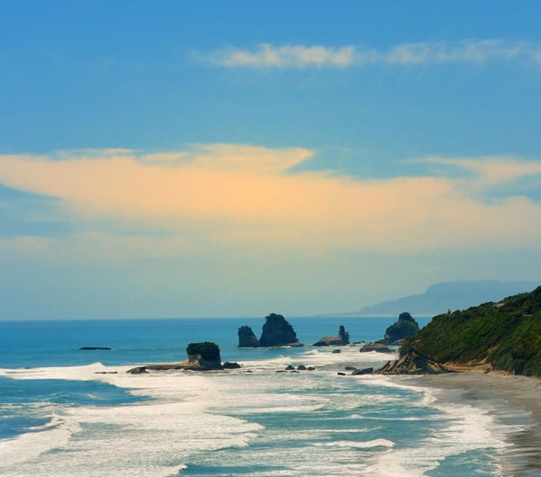 A view of Punakaiki on a sunny day.