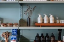 Homewares neatly displayed on shelves inside Everyday Needs in Auckland.