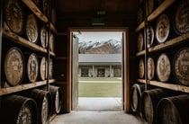 Cardrona Distillery looking out to the mountains.