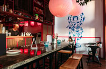 The colourful, Asian-inspired interior of FunBuns in Hastings.