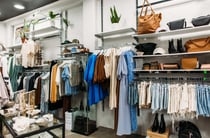 Women's clothes on racks inside The Hanger in Havelock North.