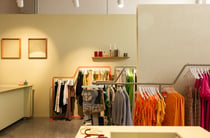 Colourful items and a rack of clothing from FOUND store in Hamilton.