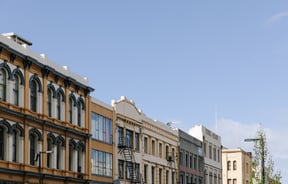 Buildings in the Warehouse Precinct in Dunedin.