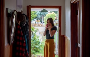 Gemma standing in the doorway at Apiti Church.