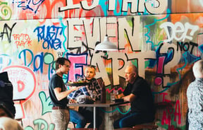 Graffiti on walls at Abandoned Taproom in Petone.