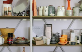 Shelves of homewares.