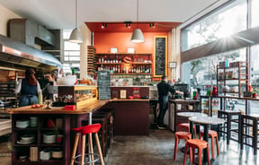 Front counter and coffee machine at Amuse Snack Bar.