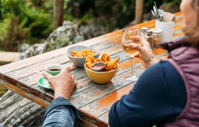 Onion rings on a table at Awastone in Rangitikei.