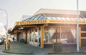 The exterior of Bollywood Indian Restaurant in Gisborne.