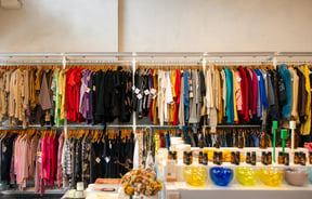 Racks of clothing at Crushes, Auckland.