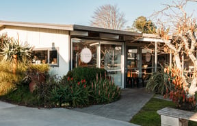 The sunny exterior of Curbside Kitchen in Gisborne.