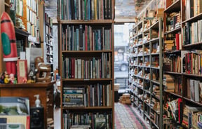Books on shelves.