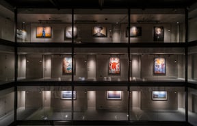 View of the corridors and art at Ebb, Dunedin.