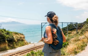 Woman looks out at the view.