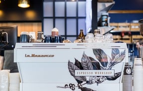 Close up of the coffee machine at Espresso Workshop.